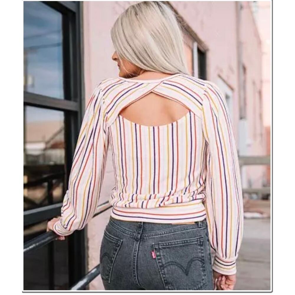 Willow & Root Striped Terry Cloth Top Women's XS